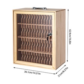 Cell Phones Storage Cabinet with Lock 60 Slots Cell Phone Holder, Storage Cabinet for Cell Phones Classroom Cell Phone Lock Box, Wooden Cell Phone Storage Cabinet Pocket Chart for Classroom (60 bits)