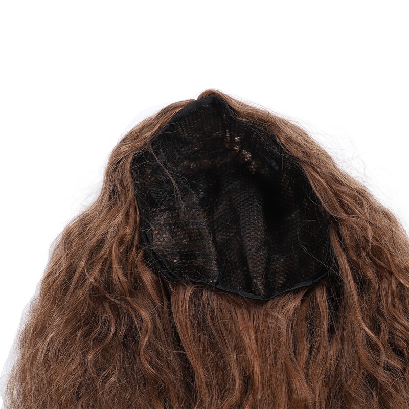 Light Brown Wave Wig Adjustable Charming Breathable Comfortable Fluffy Heat