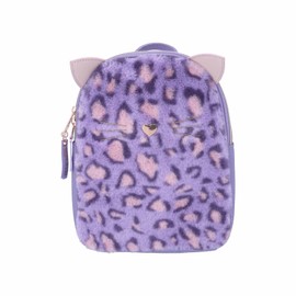 Depesche 12151 TOPModel Lilac Leo Love - Backpack for Children with Leo Pattern in Purple, Plush and Ears, Bag with Adjustable Straps and Pendant, purple