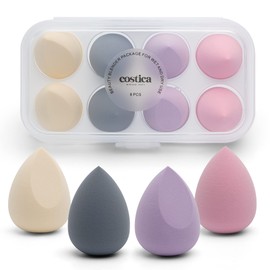 COSTICA Makeup Sponge, 8 Pcs Beauty Blender for Foundation Blending Sponge, Multi-colored Makeup Blender with Storage Box, Flawless for Liquid Cream and Powder