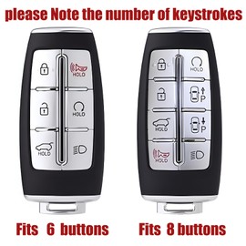 for genesis Key fob Cover with leather Keychain Soft TPU keyshell Key Case Compatible with G80 GV80 GV70 G90 2021 2022 2023 6 8 Buttons TPU keycase black