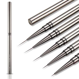 SILPECWEE 5pcs Nail Liner Brush (6,9,12,15,18mm) Thin Nail Art Brush Finger Nail Paint Brush Nail Detail Brush Nail Design Brushes Nail Pen Acrylic Manicure Brush Tool