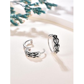 Twist Knot S925 Sterling Silver Thick Round Small Hoop Earrings for Women Men Sensitive Ear Fashion Minimalist Circle Huggie Sleeper Hoops Hypoallergenic Jewelry Gifts for Mom