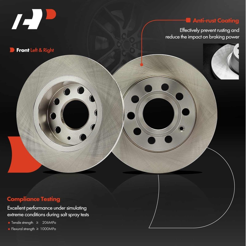 A-Premium Front Vented and Rear Solid Disc Brake Rotors +