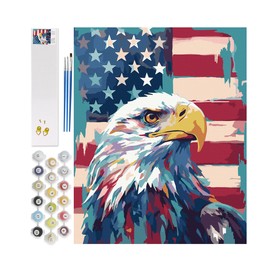Petrala Paint by Number for Adults American Flag Paint by Numbers Kit Bald Eagle Colorful Animal DIY Paintworks Acrylic Artwork Craft for Home Decor Without Frame, 16x20 Inch