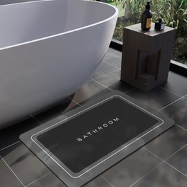 Deparnit Bath Mat, Bathroom Rugs Super Absorbent Shower Mats Quick Dry Thin Rubber Mats for Bathroom Floor, Bath Mat for Bathroom Non Slip, Shower Rug for Bathtub, Shower and Sink (17"x27", Dark Grey)