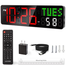 Home Gym Timer, 12'' Interval Workout Clock with Seconds | Remote Control | 5 Display Modes, 4 Alarms | Countdown Wall Clock for Gym Garage Crossfit HIIT Classroom