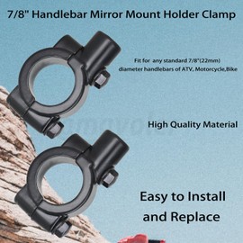Amavoler 10mm 7/8" Handlebar Mirror Mount Holder Clamp Adaptor Thread Black Fit for Motorcycles ATV Scooter.2Pcs. (10mm 7/8")