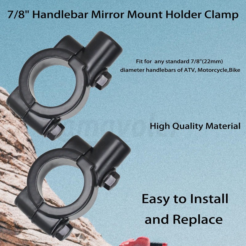Amavoler 10mm 7/8" Handlebar Mirror Mount Holder Clamp Adaptor Thread