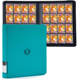 ByderPro Premium-SV 1024 Pockets Card Binder,Label Design,16 Pocket Trading Card Zipper Binder, Ringless Side Loading Trading Card Album, Folder for TCG,MTG,Sports other Cards -Teal