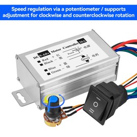 YELUFT Driver de velocidad del motor DC 9V-60V, 20A - Cepillo para polvo - Motor driver - Módulo de control - 12V, 24V, 36V, 48V, 60V, DC - Regulador de velocidad - Ancho de pulso - 1200W - TSQ-01