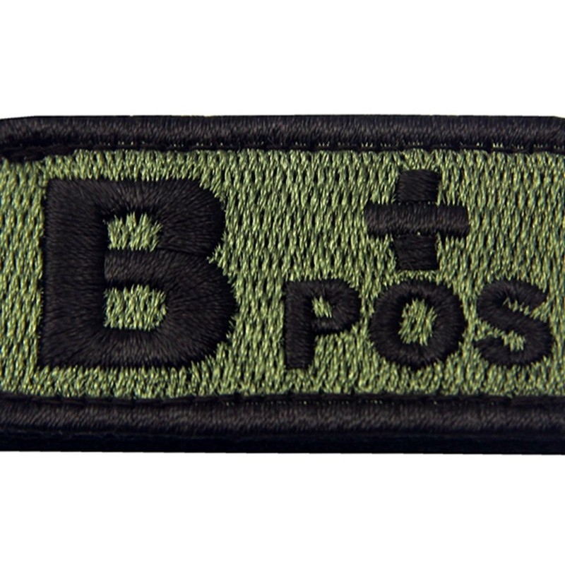 B Type + Tactical Blood Type Embroidered Velcro Patch (Olive