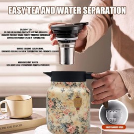 Thermal Tea Pot, Teapot with Infuser, Thermal Flask,Stainless Steel Water Jug, Teapot with Infuser for Hot Tea and Cold Drinks, 800ml Pink