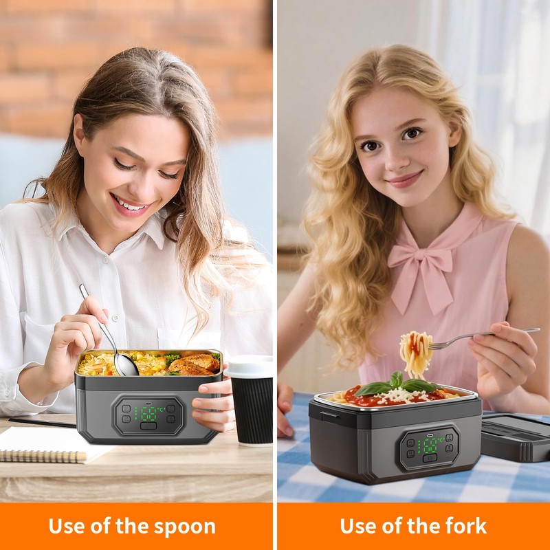 Cordless Electric Lunch Box for Adults with Timer,Rechargeable Self Heating