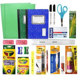 Back To School Basic Classroom Supply Pack (23 Count) School Supply Kit For First, Second,Third, Fourth, Fifth, Sixth, Seventh & Eighth Grades!