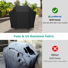 SunPatio Grill Cover 50 Inch, Outdoor Heavy Duty Waterproof Barbecue Gas Grill Cover, UV and Fade Resistant, All Weather Protection for Weber Char-Broil Kenmore Nexgrill Grills and More, Black