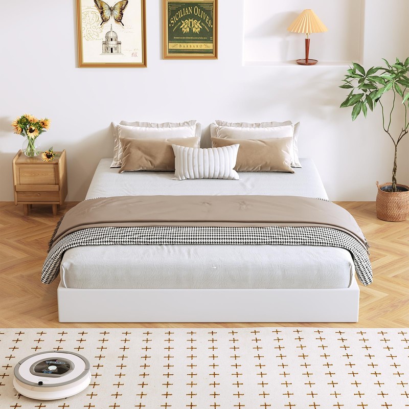 Arhomefurni Box Spring, Metal Frame Mattress Foundation with Fabric Cover,
