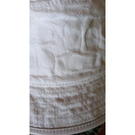 Coach White Signature Jacquard Print Bucket Hat with Leather Rim details O/S NWT