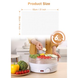 SUCISENI 6 Pack Silicone Dehydrator Sheets (14 x 21 Inch) Premium Non-Stick Silicone Mesh Mat for Fruit Food Dehydrator Reusable Dehydrated Tray Liners for Fruits Meat Vegetables Herbs
