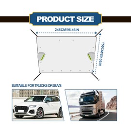 Car Windshield Snow Cover with Side Mirror and Hook, Winter Windshield Sun Shade Foldable, Magnetic Windshield Cover for Ice and Snow, Extra Large Fit for Car/SUV, Pickup truck, 96"x59" Silver