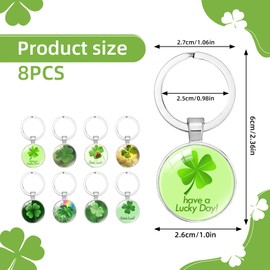 8pcs Four Leaf Clover Key Chain, Green Lucky Charm, Clover Key Chain, 3 cm Lucky Clover Key Ring, Lucky Charm for Gift Decorations for Women, Children