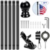 REERON 6 FT Metal Swivel Rings Flag Poles Kit, 360°