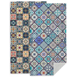 KYNWOGA Hand Towels,Retro Travel Labels Bathroom Hand Towels Set of 2 Dish Towels Soft Absorbent Decorative Hand Towels for Bathroom Kitchen Yoga Home Decor 14 x 28 in