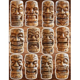 Handmade Tiki Head Die Cut Vinyl Stickers Set Notebook Laptop Waterbottle  Sticker