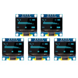 QIQIAZI 0.96 Inch OLED Display I2C Module, 5 Pieces I2C Display Module 128 x 64 Pixel I2C Screen Display Module Compatible with Arduino and Raspberry Pi (Blue)