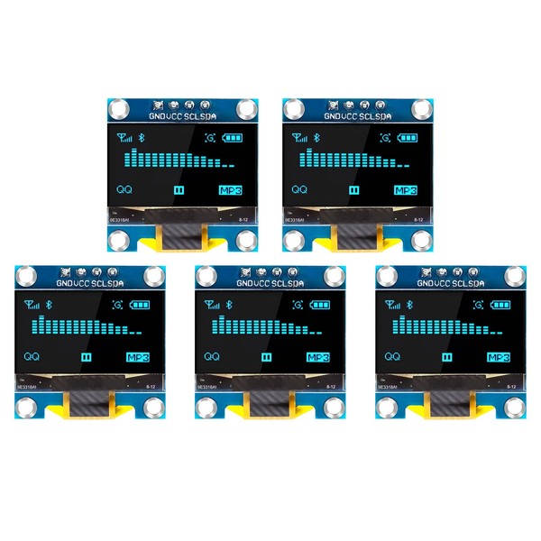 QIQIAZI 0.96 Inch OLED Display I2C Module, 5 Pieces I2C