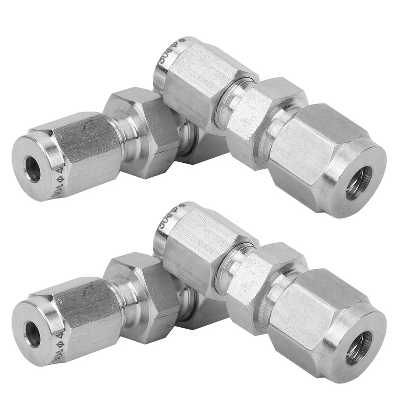 4Pcs Compression Tube Fitting Stainless Steel DoubleFerrule Converter Adapter(Ф4/Ф6 )