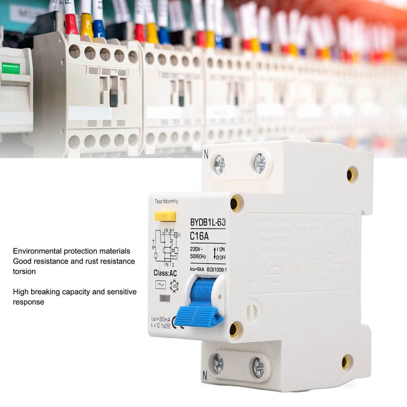 Circuit Breaker 1P+N AC 16A Residual Current Earth Leakage Protection