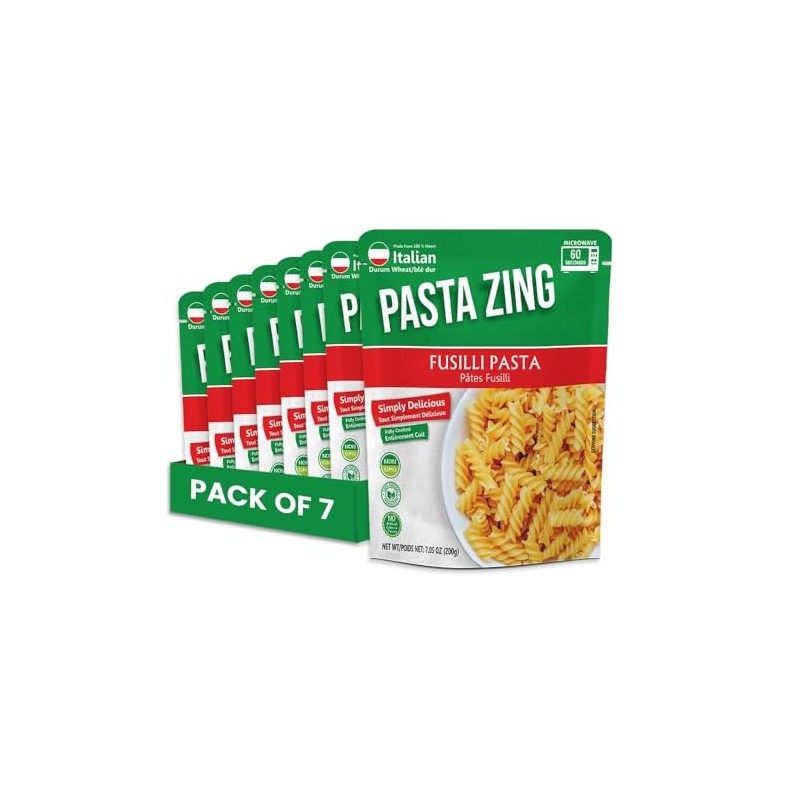 Pasta Zing Italian Fusilli Pasta, Pack of 7, Microwave Ready