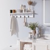 BAMEOS Wall-Mounted Wood Shelf with 5 Dual Hooks for Bathroom,