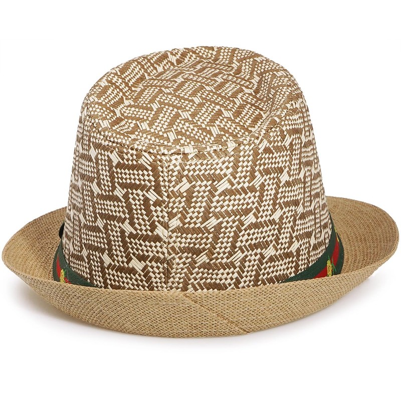 Initlove Straw Fedora Hat for Men Short Brimmed Panama Trilby