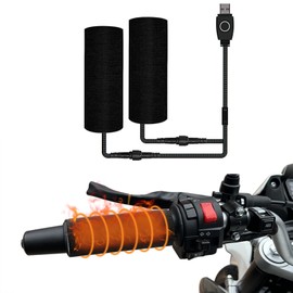 Heating Grips Motorcycle Overgrips, 5 V USB Universal Handlebar Grips Heating Motorcycle Bicycle Handle Heating Overgrips for Intelligent Three-Level Temperature Control (5 V)