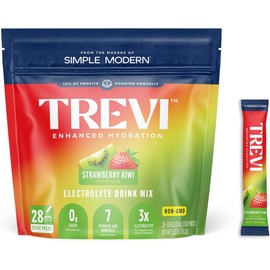 TREVI™ Sugar Free Electrolytes - Drink Mix Hydration Powder Packets - 28 Count - Strawberry Kiwi