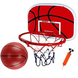 TradeWind Basketball Basketball Net Basketball Board Wall Hanging Shooting Practice Ball Air Pump Set Mini Size (Brown 13.4 inches (34 cm)