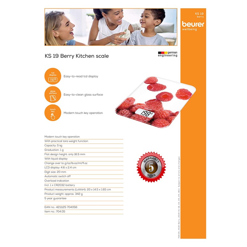 Beurer KS 19 slate kitchen scale, glass