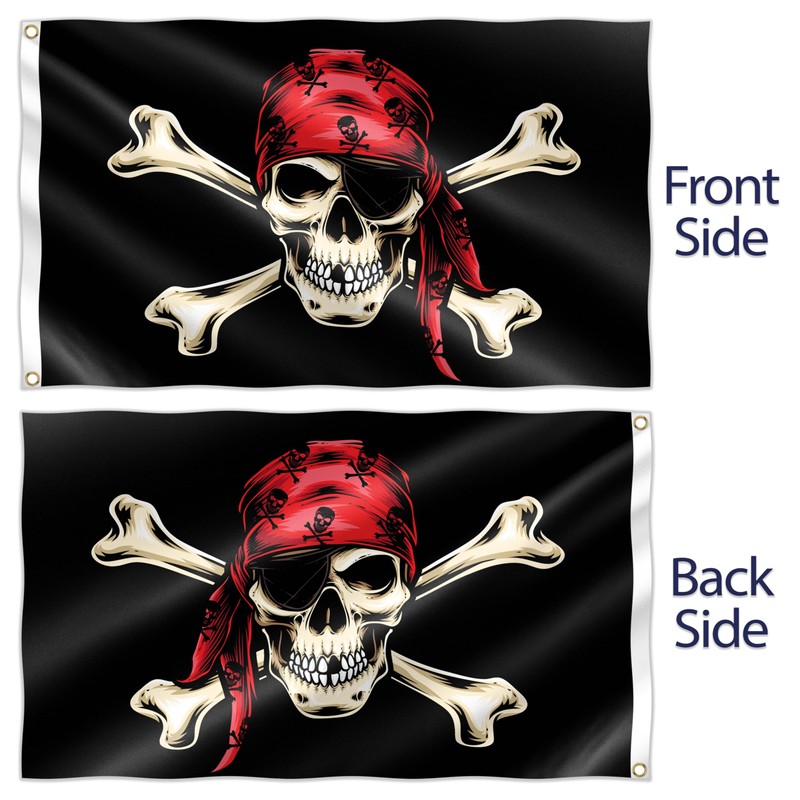 Pirate Flag – Jolly Roger Flag Red Bandana – Funny