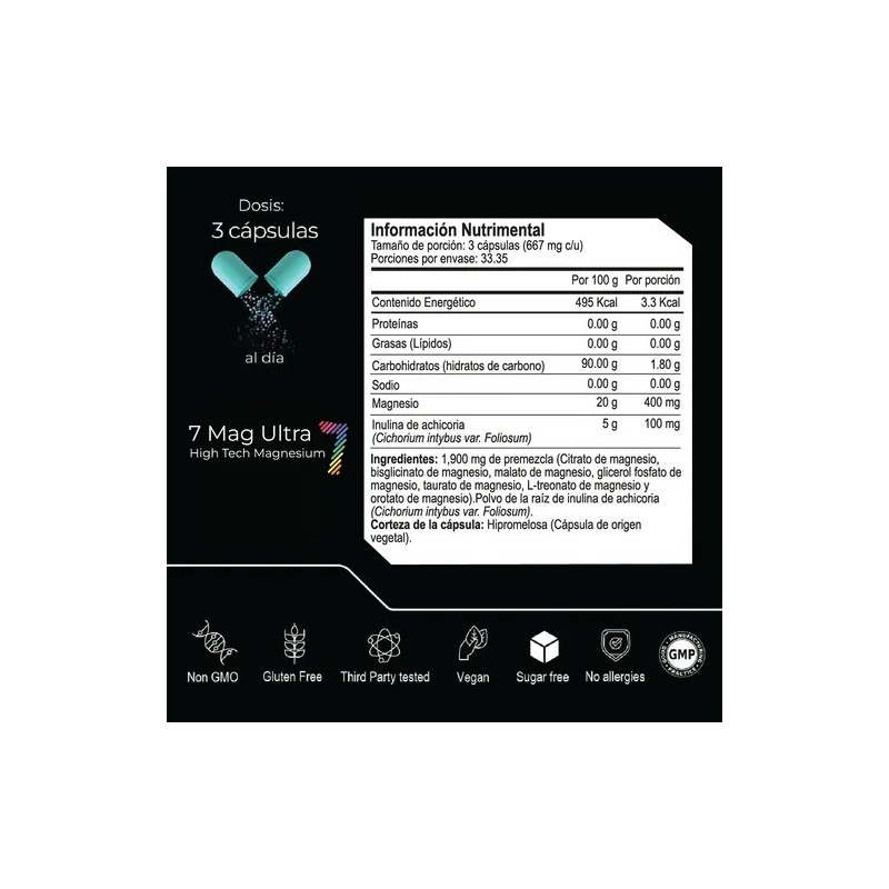 Seven Mag Ultra 7 Tipos De Magnesio 100 Capsulas