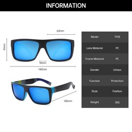 YAMEIZE Classic Polarised Rectangle Sunglasses for Women Men Vintage Square Driving Hiking Travel Cycling UV400 Protection Fishing Glasses Outdoor, blue