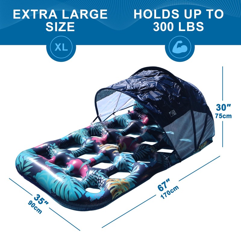 COOLCOOLDEE Inflatable Pool Float with UPF 50+ Sunshade Canopy,Extra Large