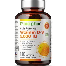 Biophix Vitamin D-3 5000 IU 120 Softgels - In Olive Oil