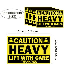 4x6inch Larger Caution Heavy Shipping Stickers 100pcs Yellow Heavy Lift with Care Warning Labels Heavy Special Handling Warehouse Pallet Label for Shipping and Packing (4x6)