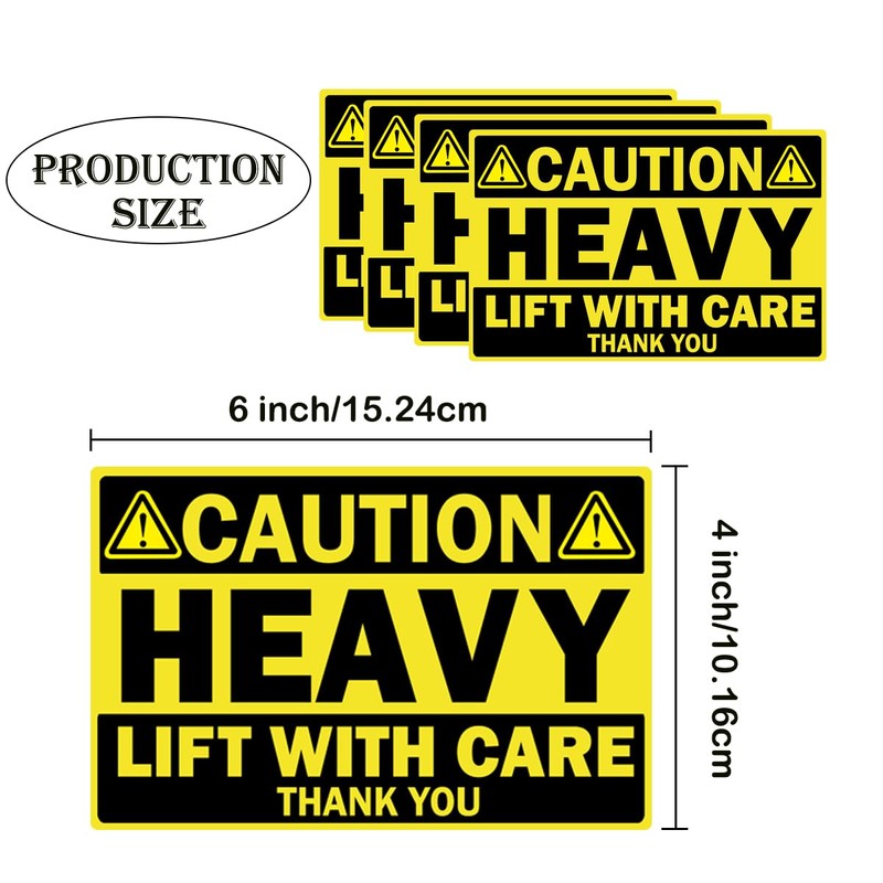 4x6inch Larger Caution Heavy Shipping Stickers 100pcs Yellow Heavy Lift