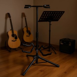 Double Guitar Stand Adjustable Foldable Metal Floor Neck Holder Universal For InstrumentsMaterial Type:: Foldable for-2 Guitar