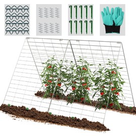 4 Panels Cucumber Trellis for Raised Bed, Rustproof A-Frame Garden Trellis, Foldable Trellis for Climbing Plants Outdoor with Accessories, Raised Bed Trellis for Climbing Plants Vegetables Fruits