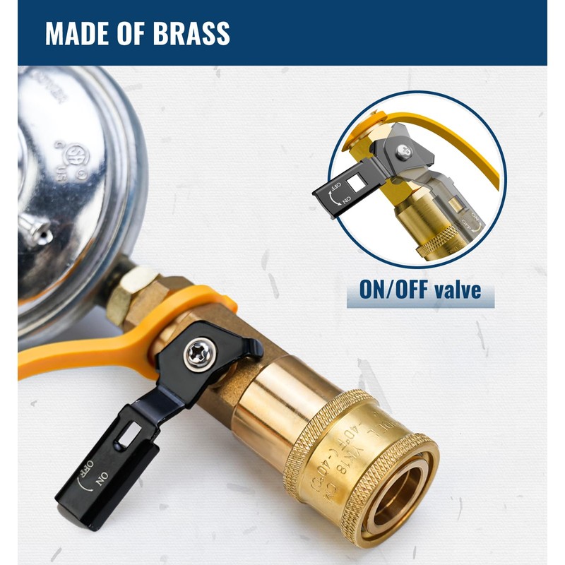CALPOSE Propane Regulator with Quick Connect Fittings and ON/Off Valve