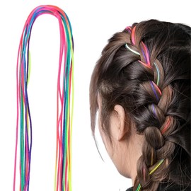 NHPY Pack of 30 Hair Braids Colourful Hair Wrap Cord Various Gradient Colours Hair Rope Band Rainbow Braided Hair Scrunchie DIY Ponytail Braids Hair Styling Accessories